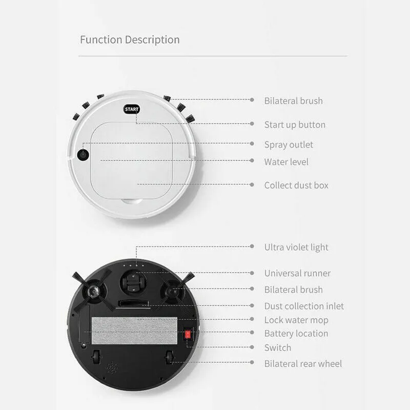 3 IN 1 Smart Robot Vacuum Cleaner | Auto Cleaning | Microfiber Mop | Floor Sweeper